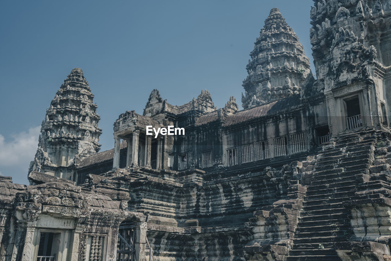 Low angle view of temple building against sky