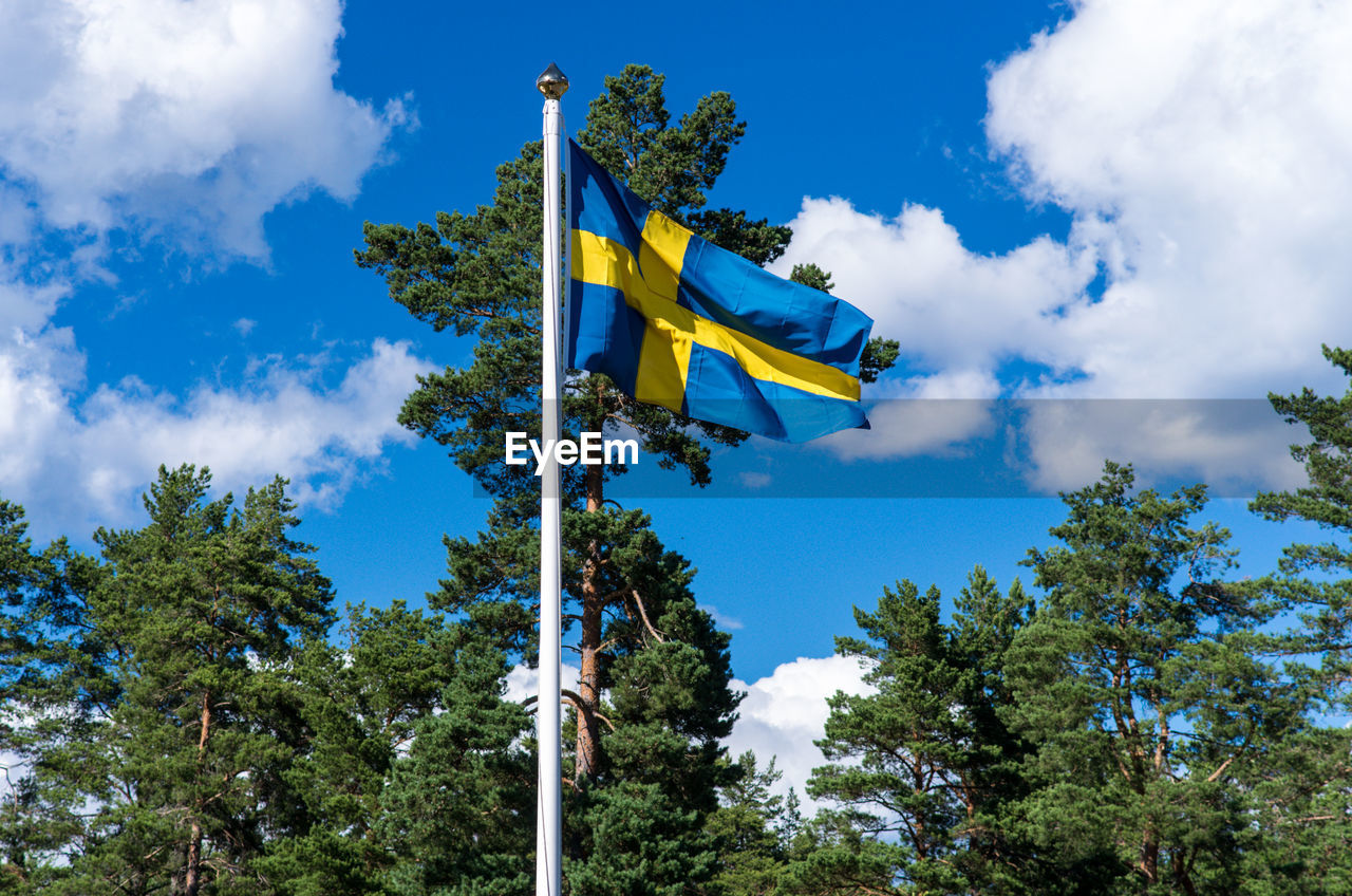 LOW ANGLE VIEW OF FLAGS AGAINST SKY