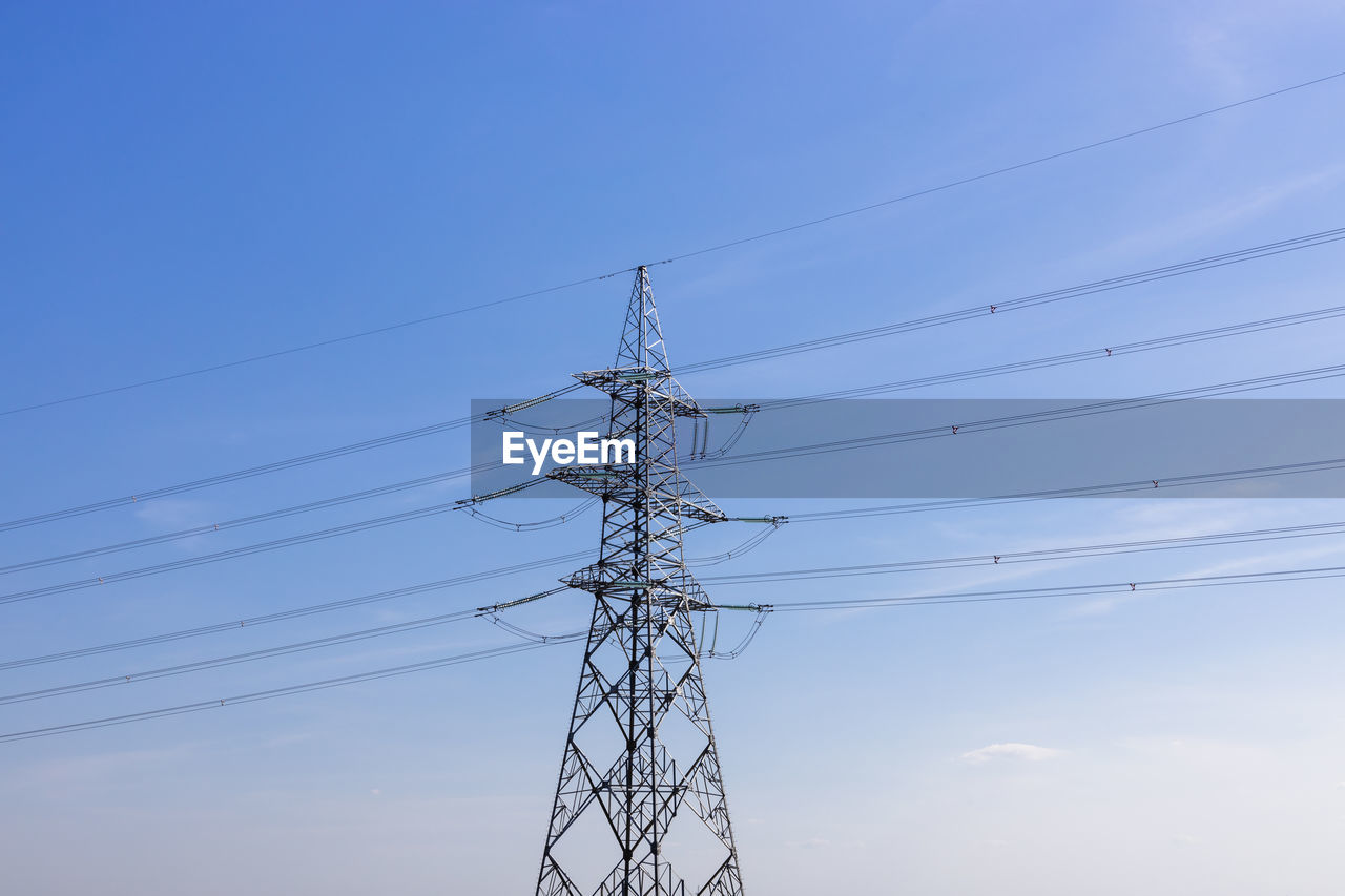 High voltage pole or high voltage electricity tower and transmission power lines