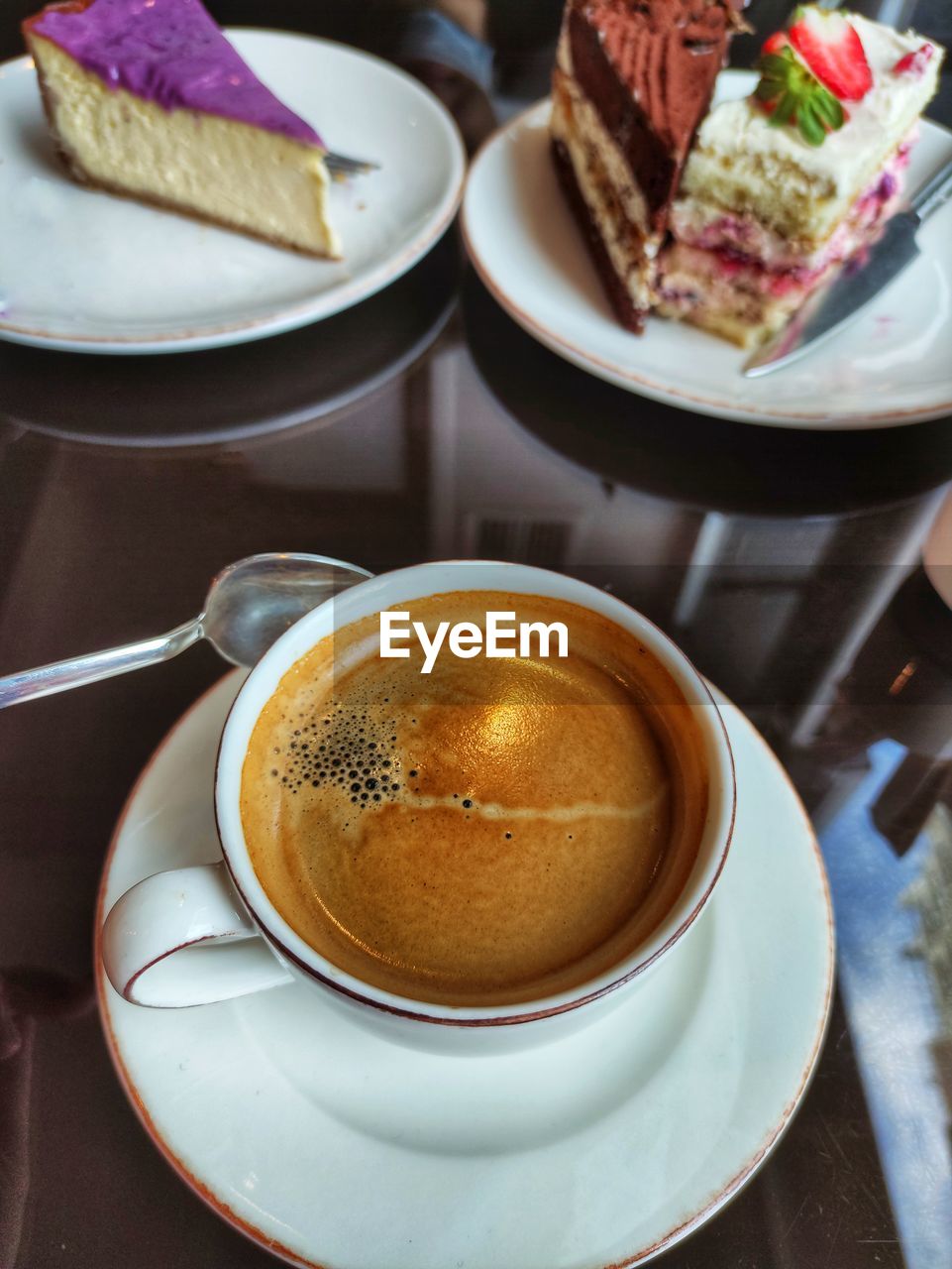 High angle view of breakfast served on table