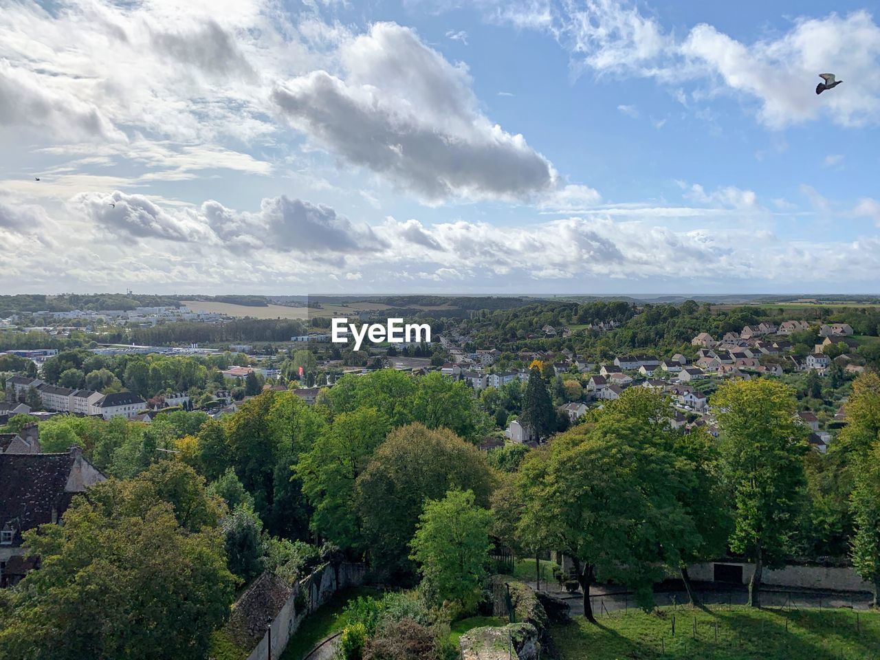 High angle view of townscape against sky