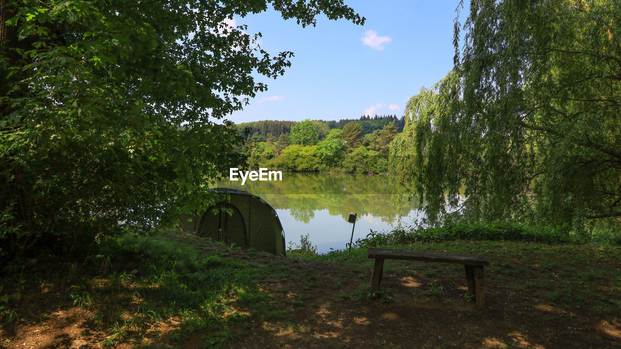 A panoramic view of fisherman lake near weinburg, austria.