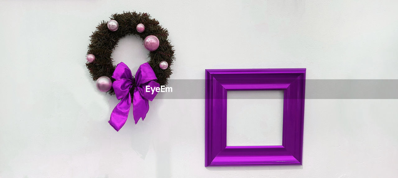 purple, pink, violet, picture frame, indoors, flower, wall - building feature, flowering plant, lavender, copy space, no people, creativity, studio shot, nature, lilac, plant, frame