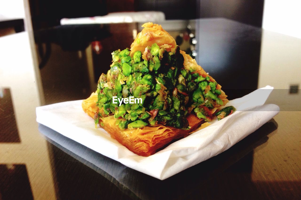 Close-up of food served in plate