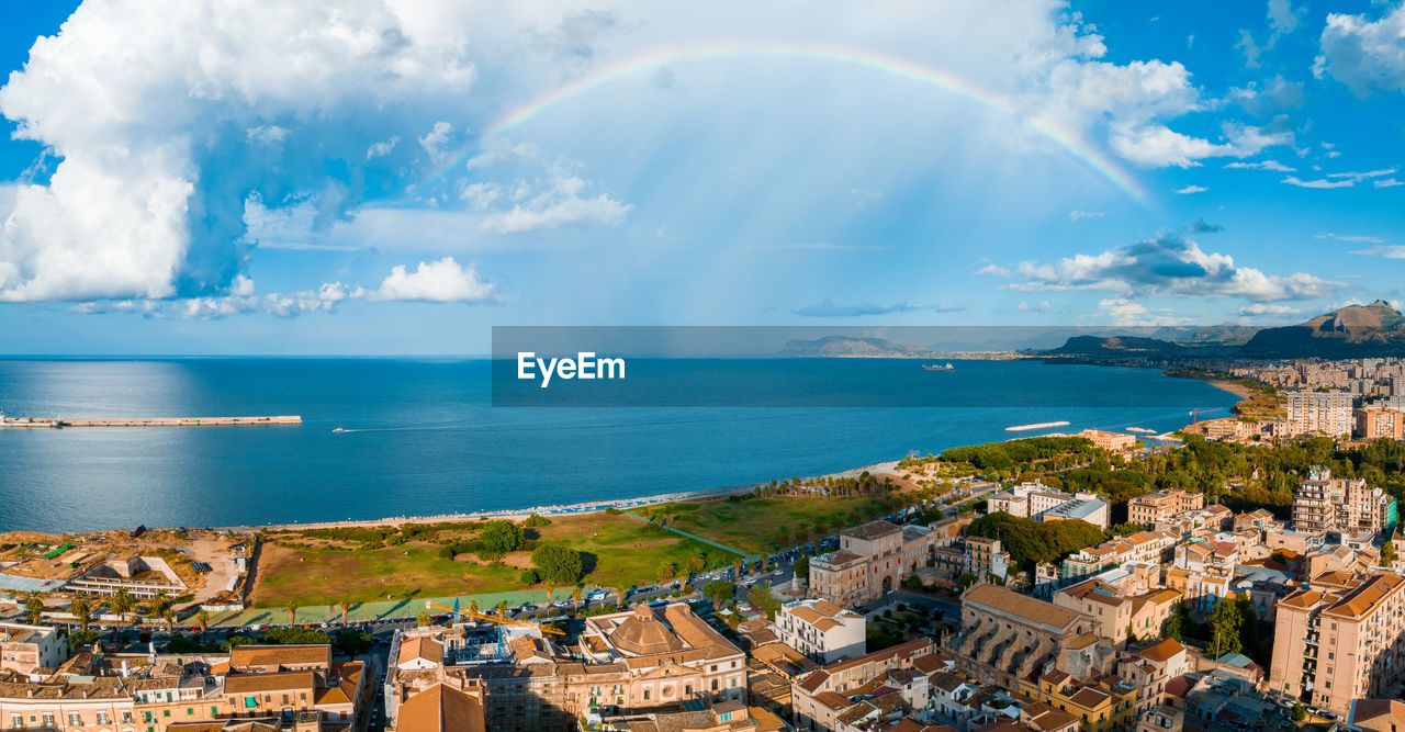 Aerial panoramic view of palermo town in sicily.