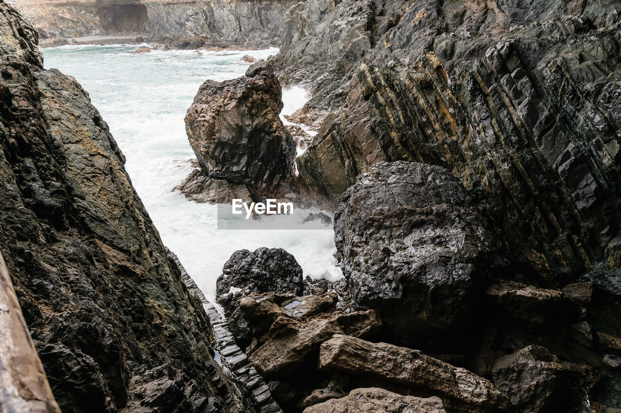 Rock formation in sea