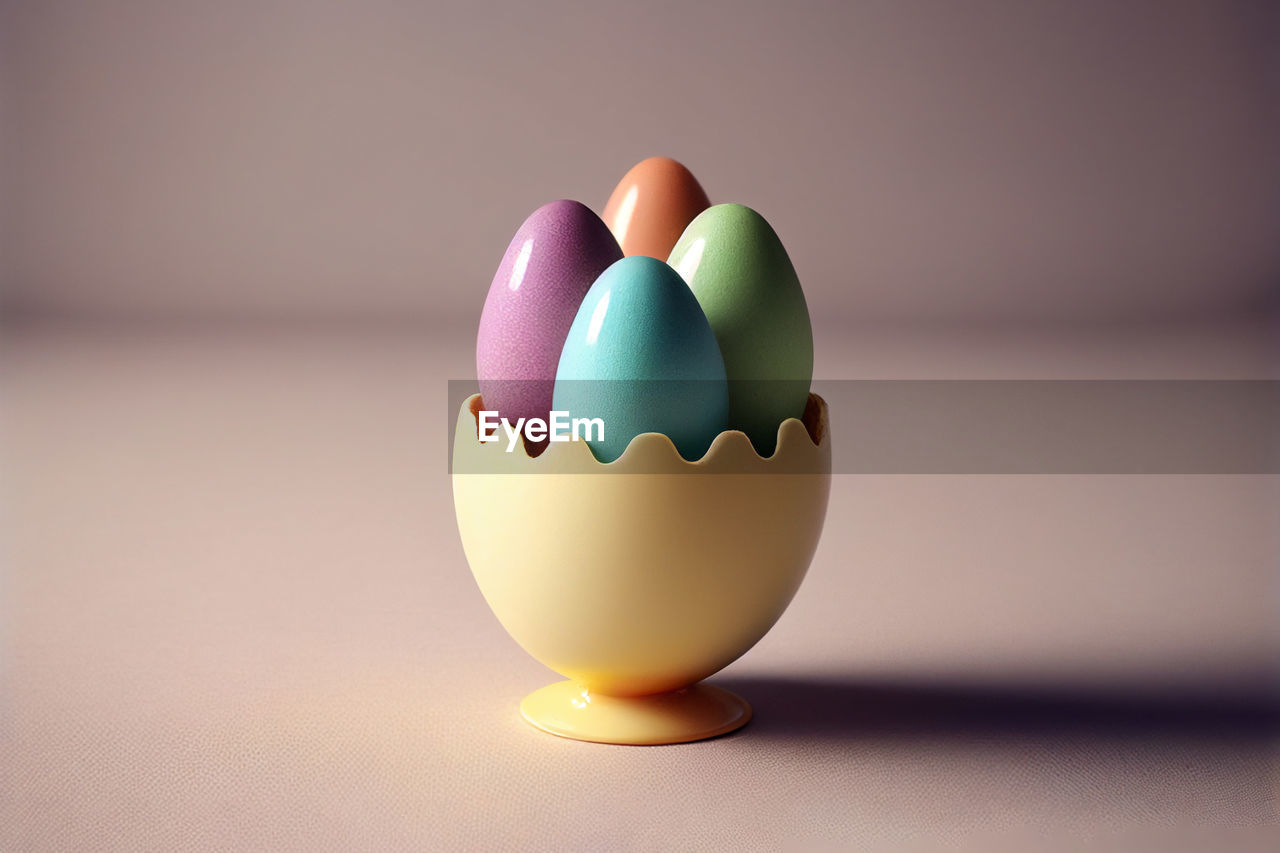 Easter colorful eggs on color background