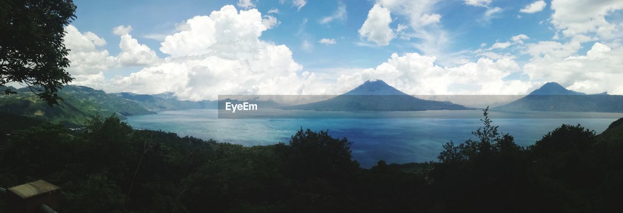 Panoramic view of lake against sky