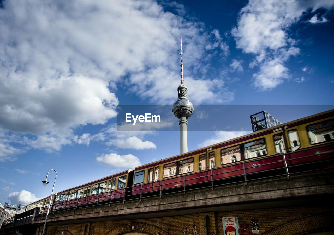 Low angle view of train against the sky