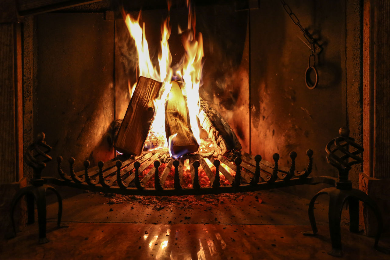Close-up of burning stove
