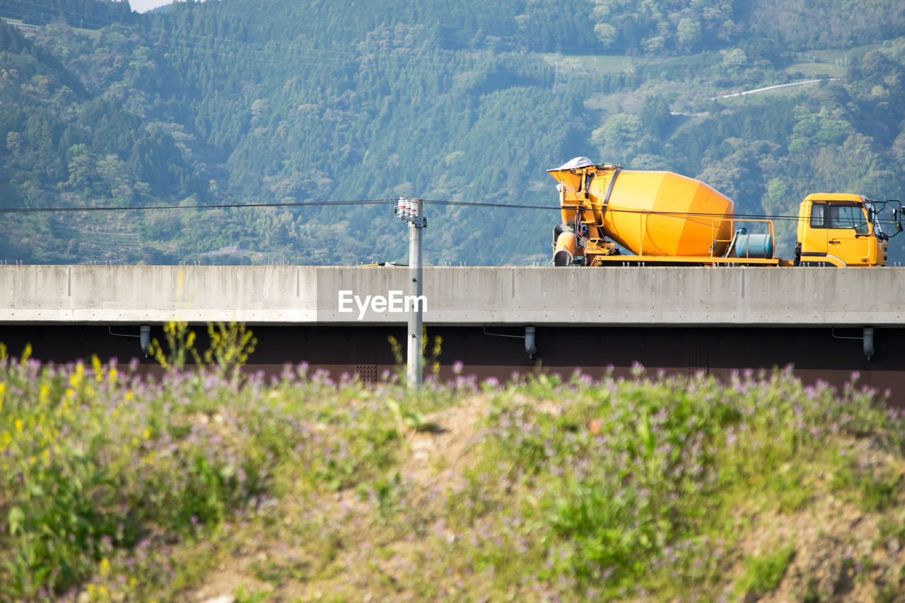 Low angle view of concrete mixer