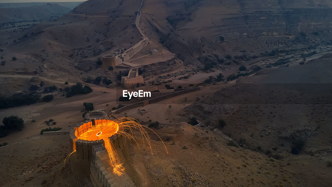 High angle view of a desert