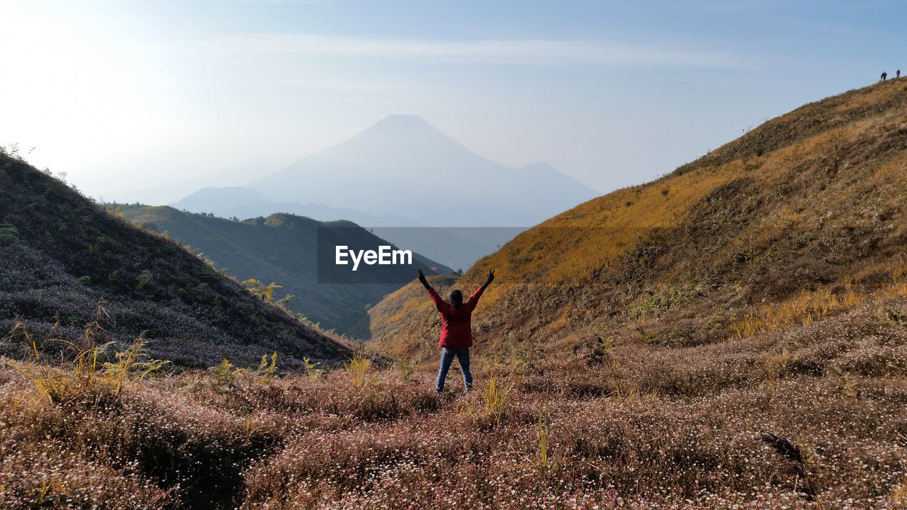 Relax and enjoy the morning view over the mountain. gunung prau, indonesia