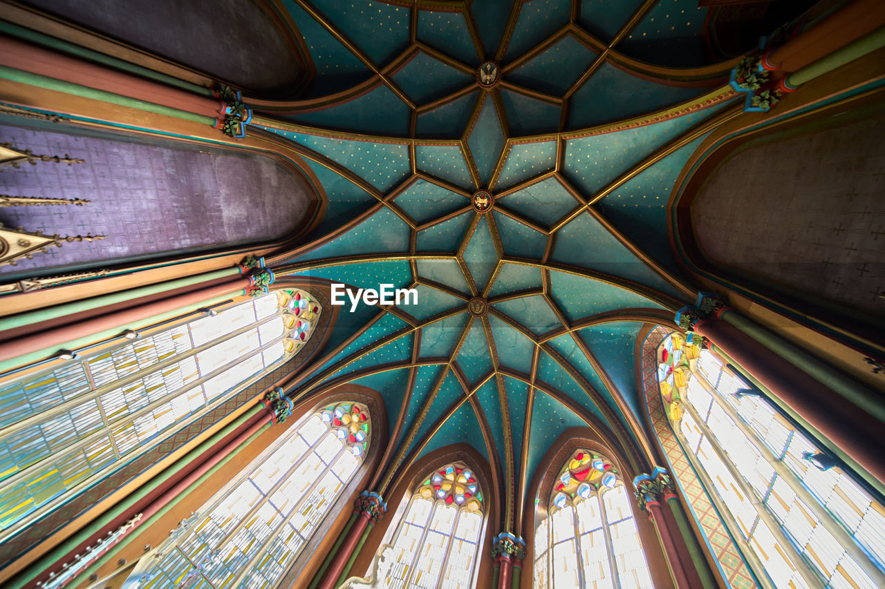 Pattensen, germany, september 16., 2020, turquoise ceiling of the chapel in marienburg castle