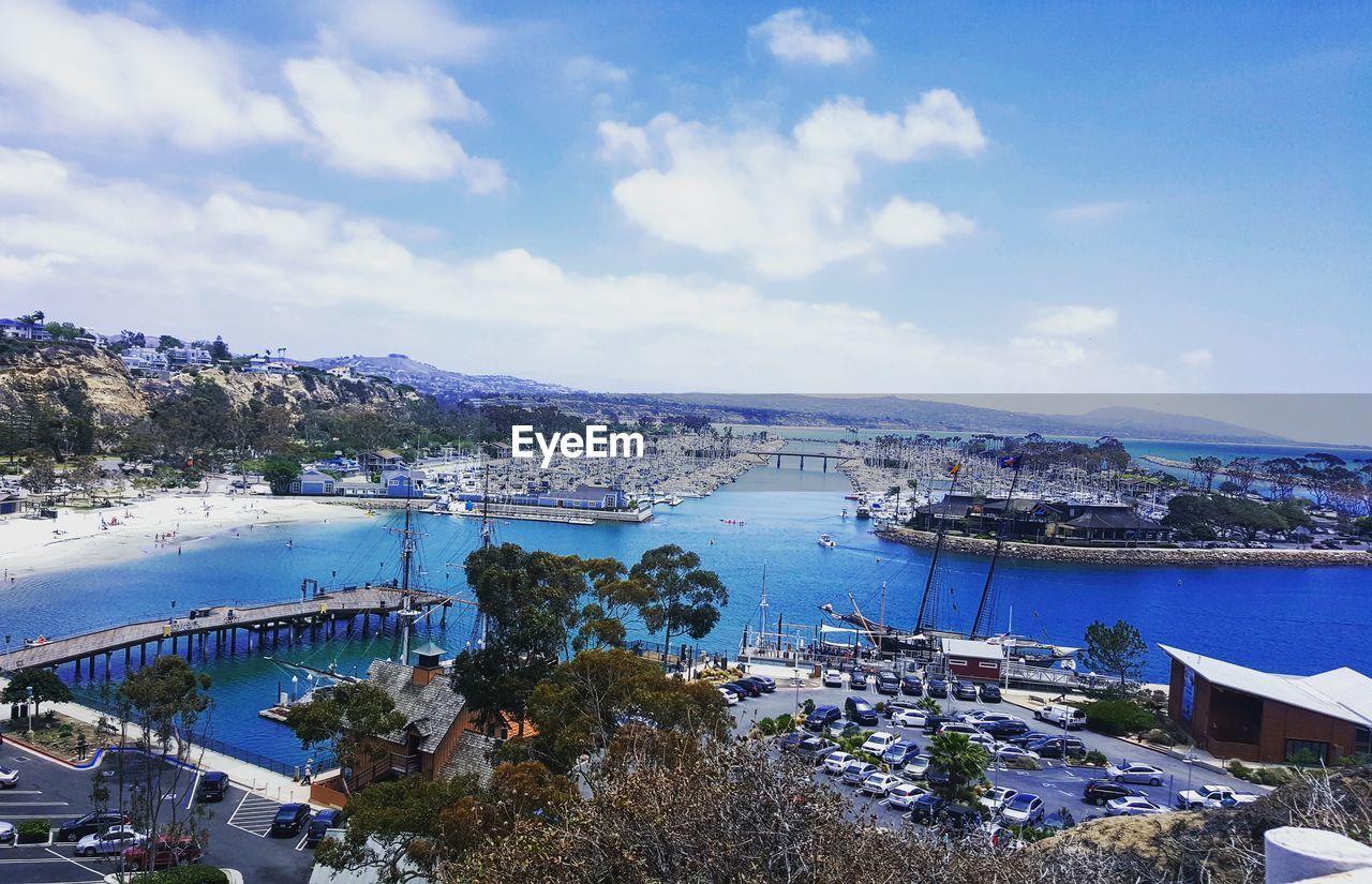 View of harbor against sky