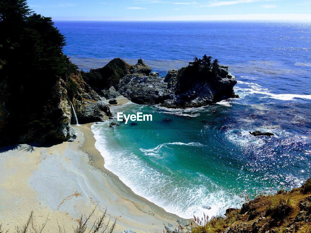 SCENIC VIEW OF SEA BY CLIFF AGAINST SKY