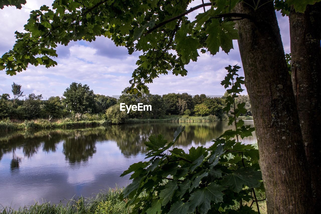 Scenic view of lake against sky