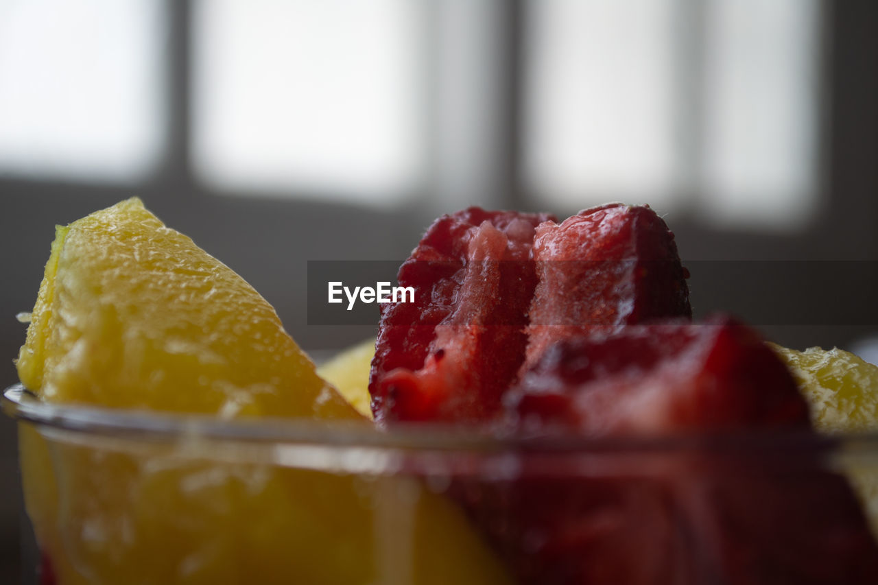 Close-up of strawberry in a bowl