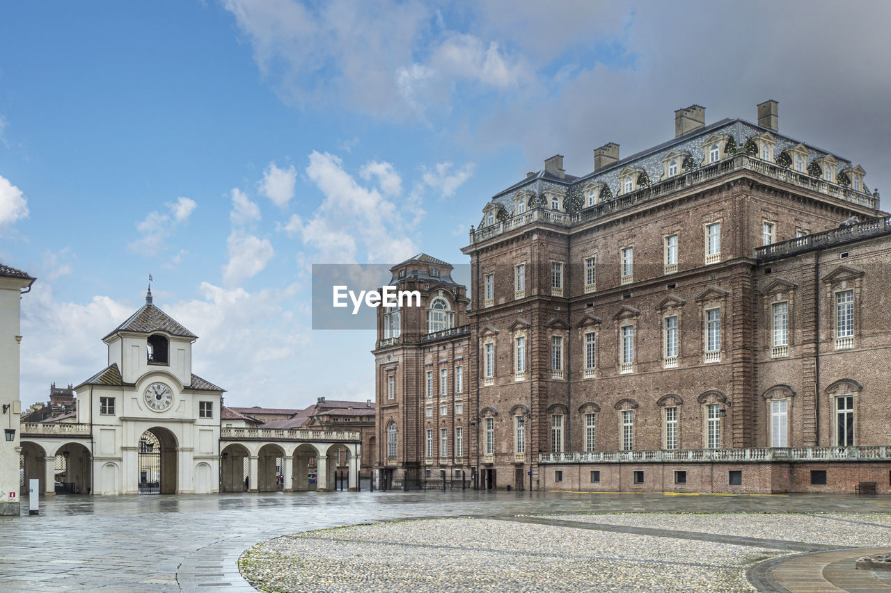 The beautiful facades of the royal palace of the savoy in the venaria reale