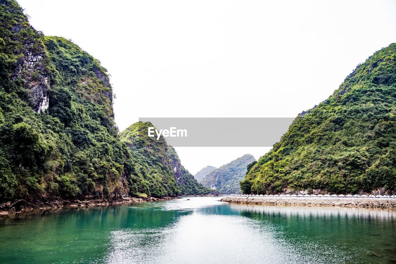 Scenic view of mountains against clear sky