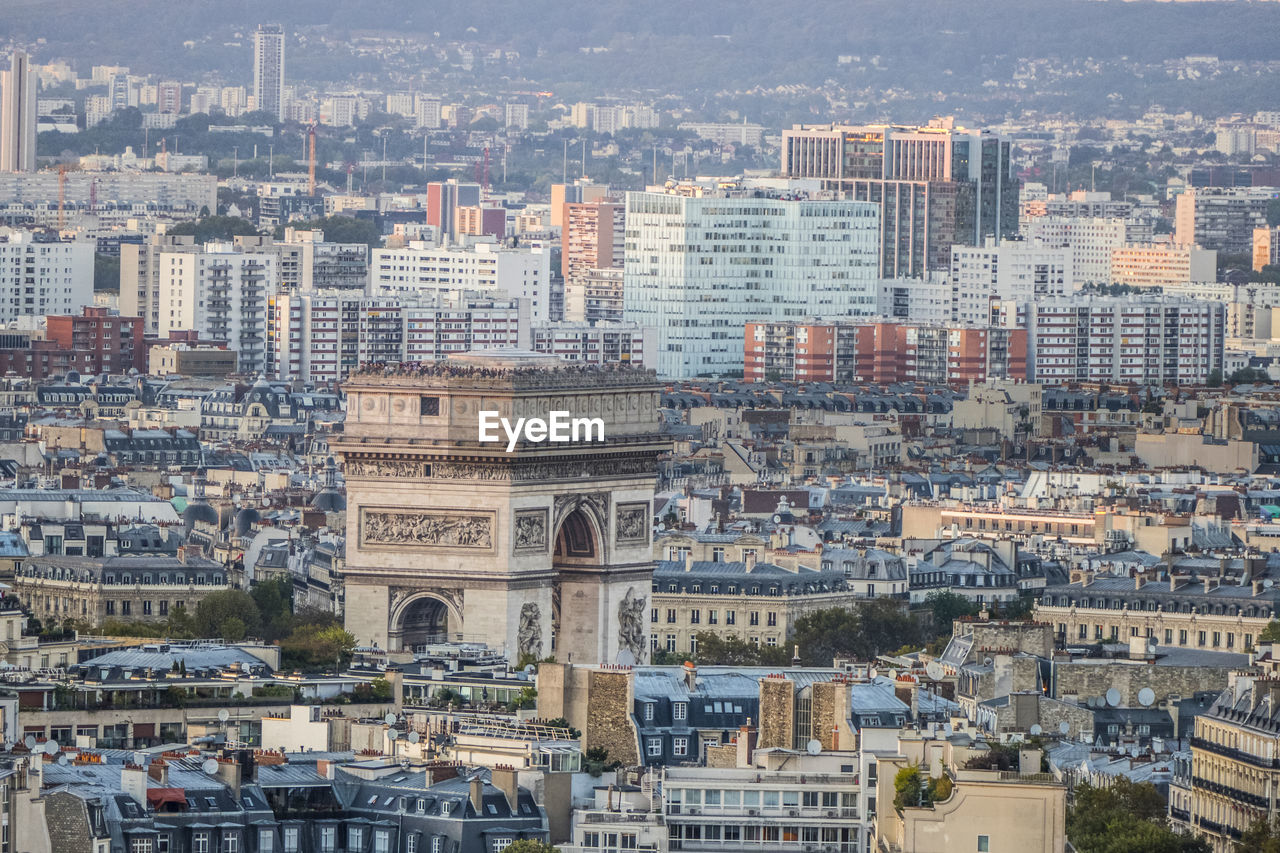 Aerial view of the arch of triumphe in paris 