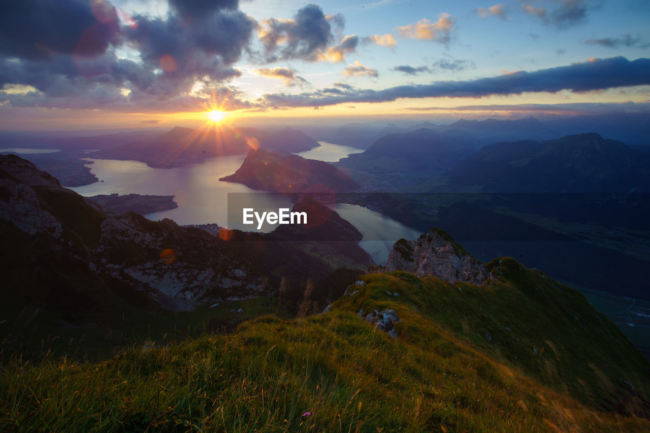 SCENIC VIEW OF LANDSCAPE AGAINST SKY AT SUNSET