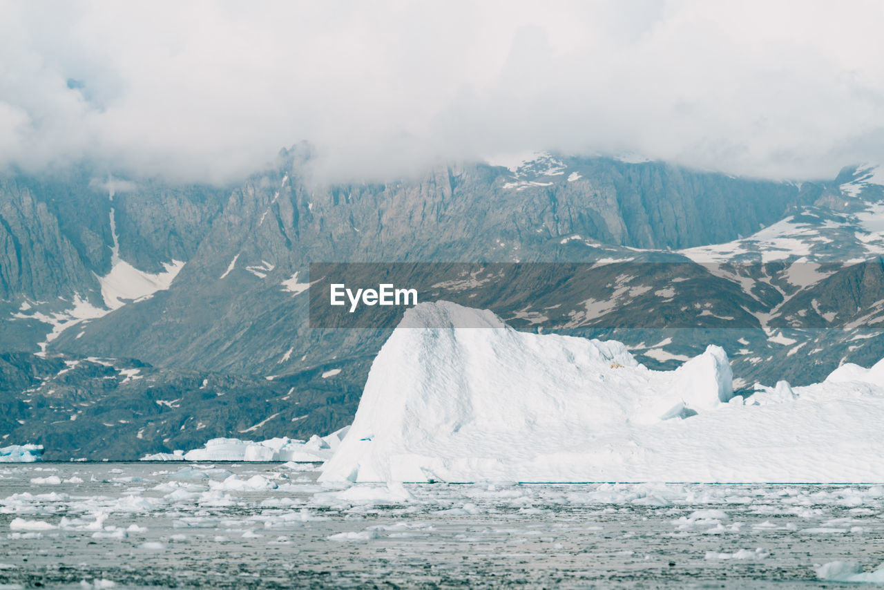 scenic view of snow covered mountains against sky