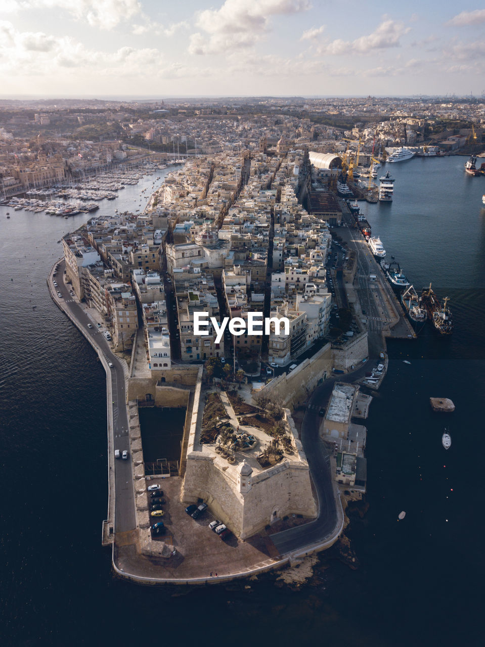 Aerial view of senglea city in malta