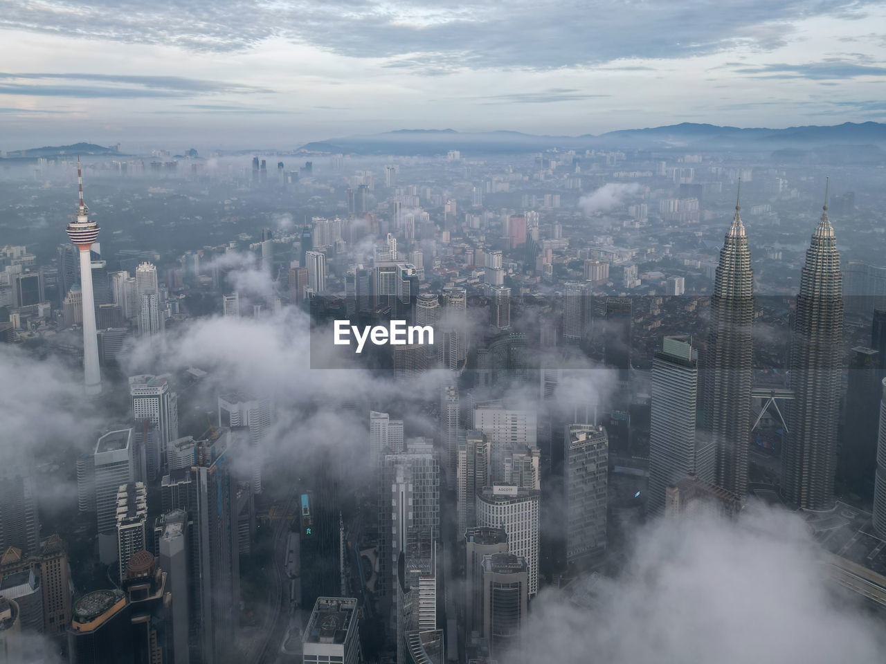 high angle view of cityscape against sky