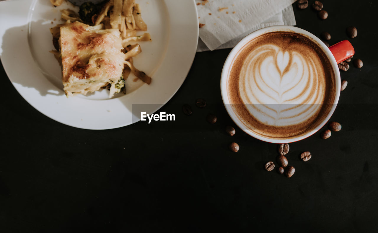 High angle view of breakfast on table