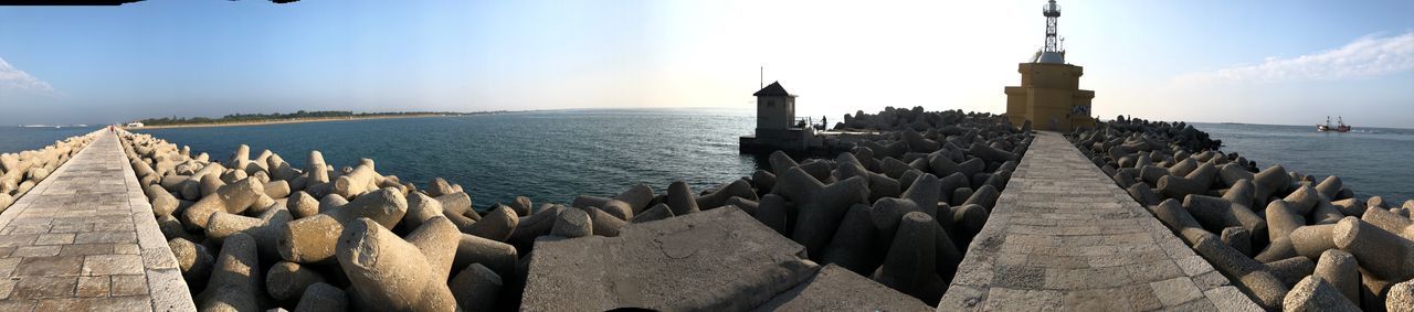 PANORAMIC VIEW OF SEA AND ROCKS