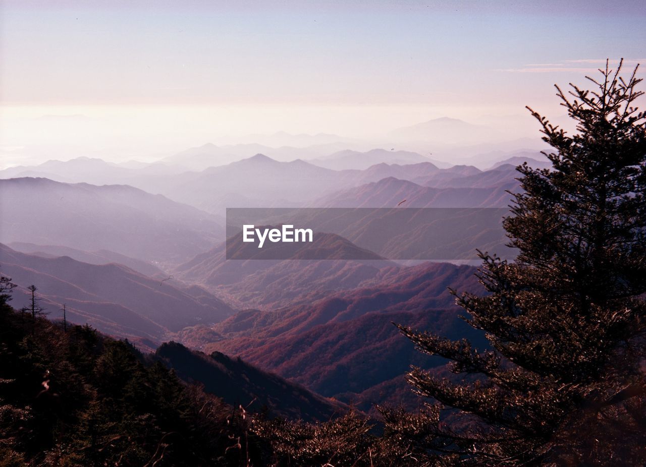 High angle view of mountains against sky