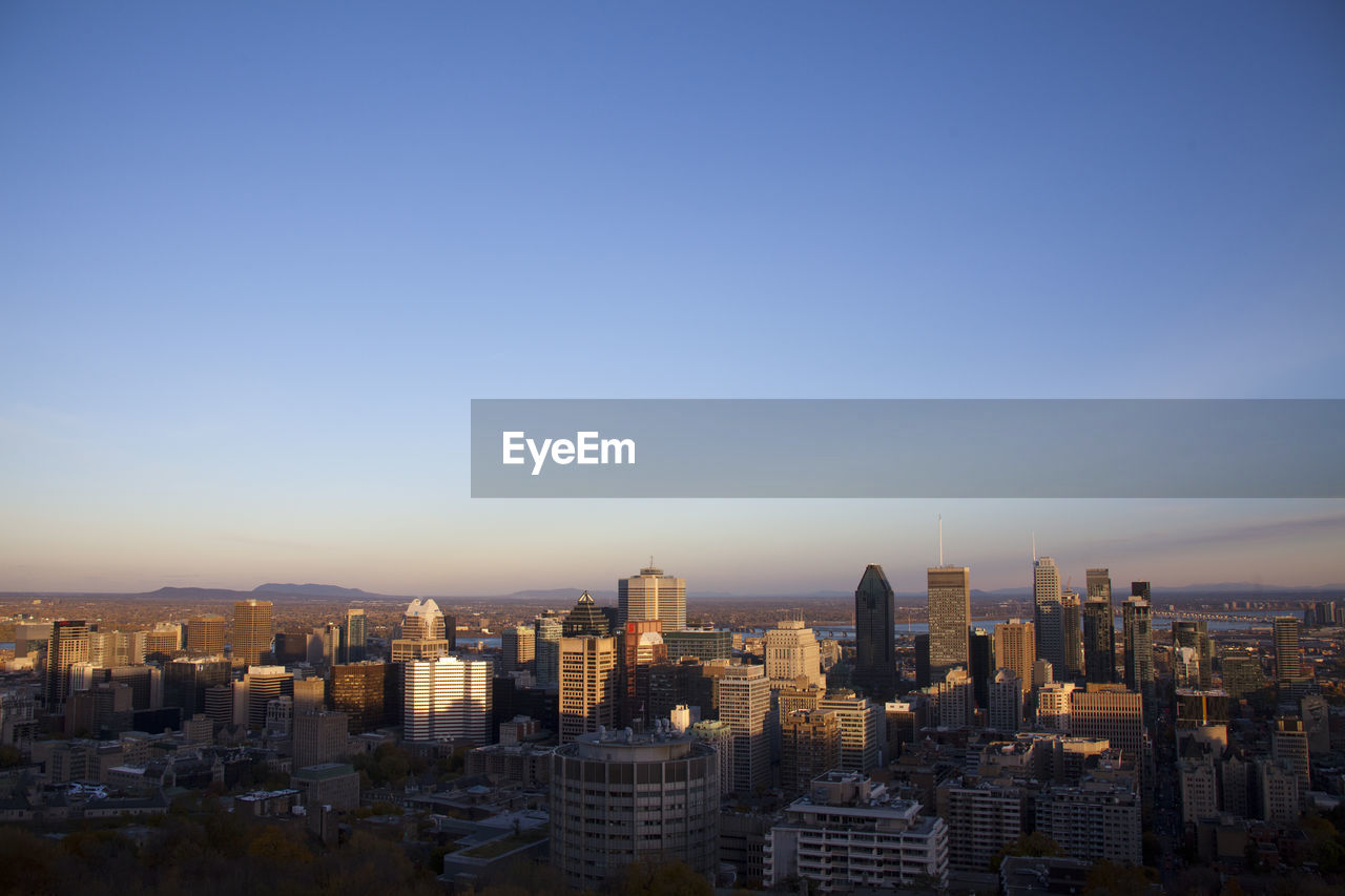 View of downtown montreal from mount royal chalet