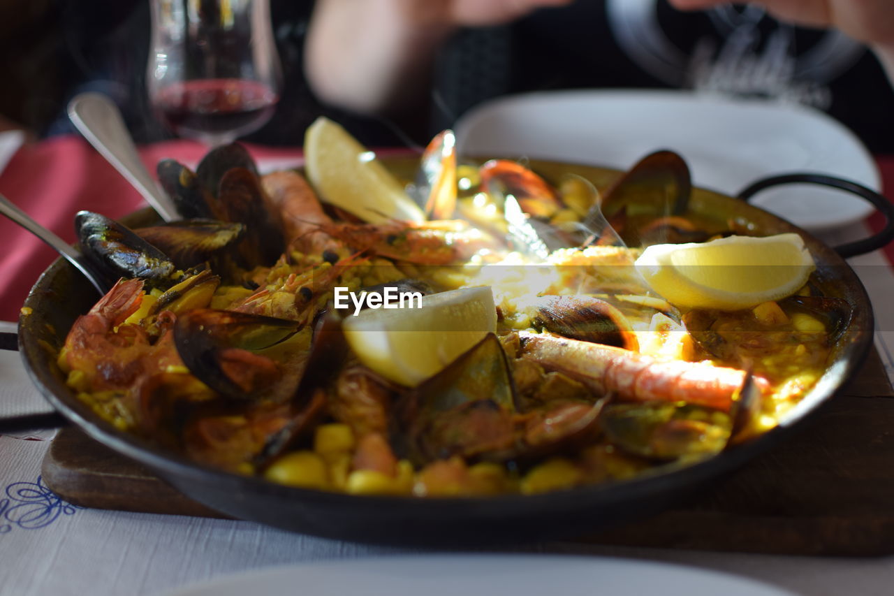 Close-up of food served in plate