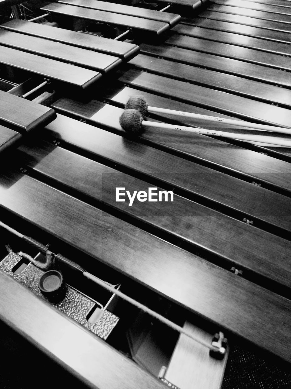 High angle view of marimba