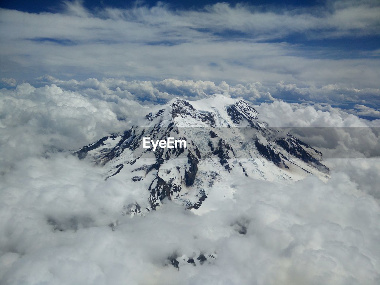 Scenic view of snow covered mountains against sky