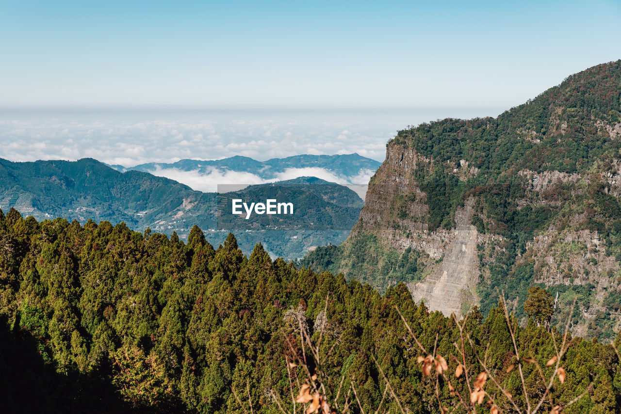 SCENIC VIEW OF SEA AGAINST MOUNTAINS