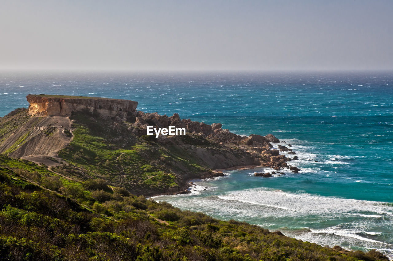 Scenic view of sea against clear sky