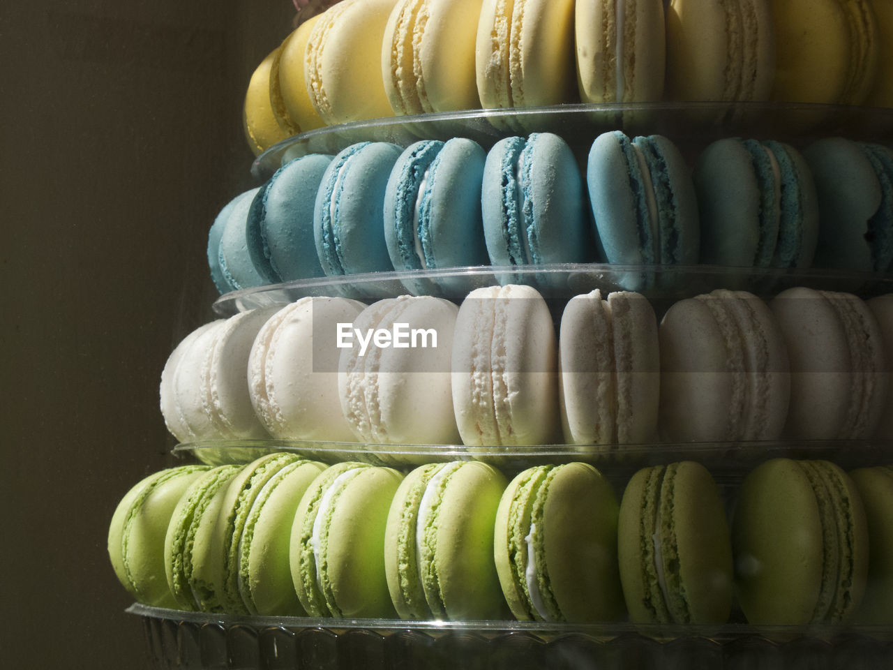 Close-up of colorful macaroons