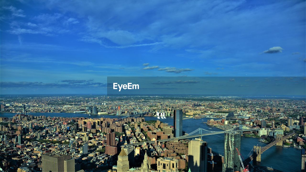 High angle view of buildings in city