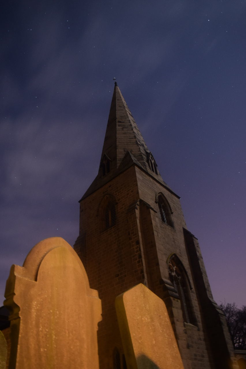 LOW ANGLE VIEW OF CHURCH FACADE