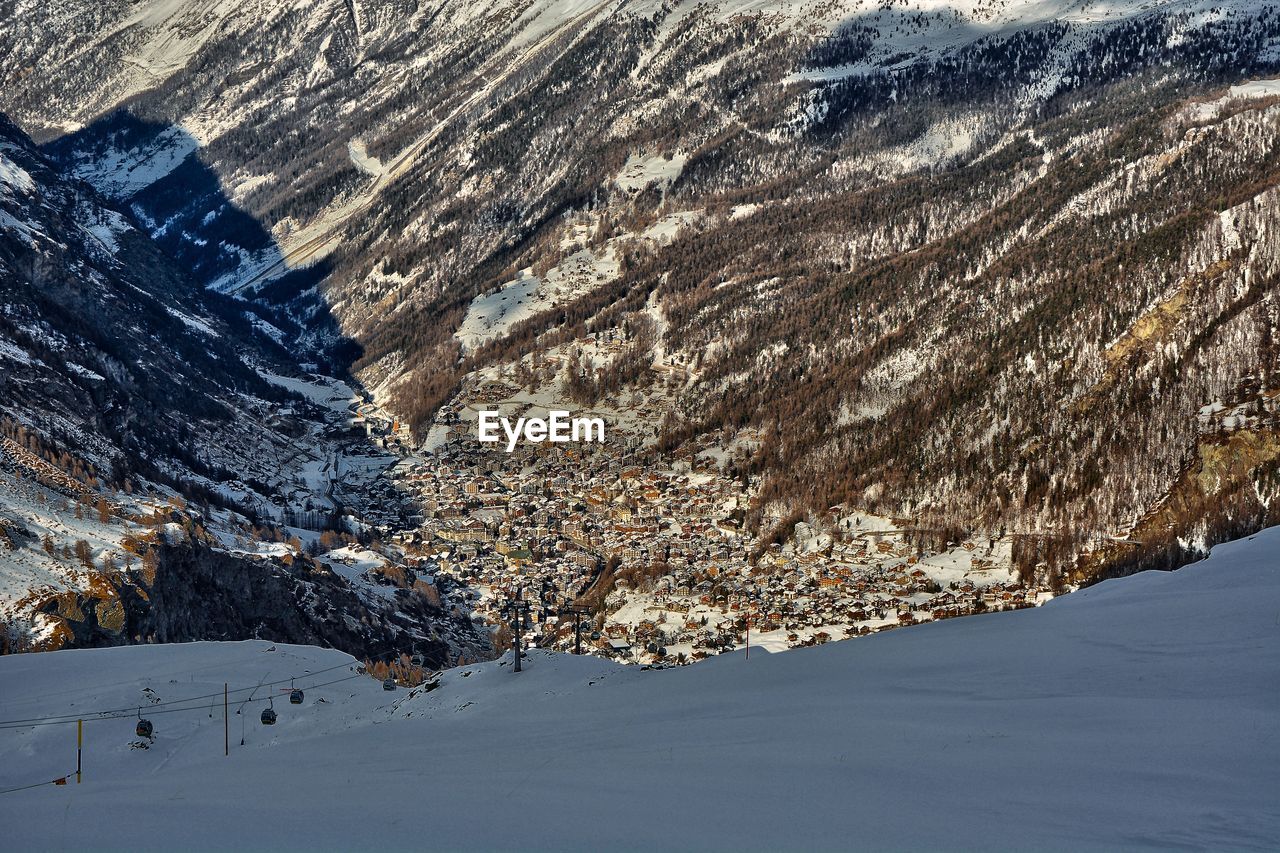 Zermatt aerial view of snowcapped mountain