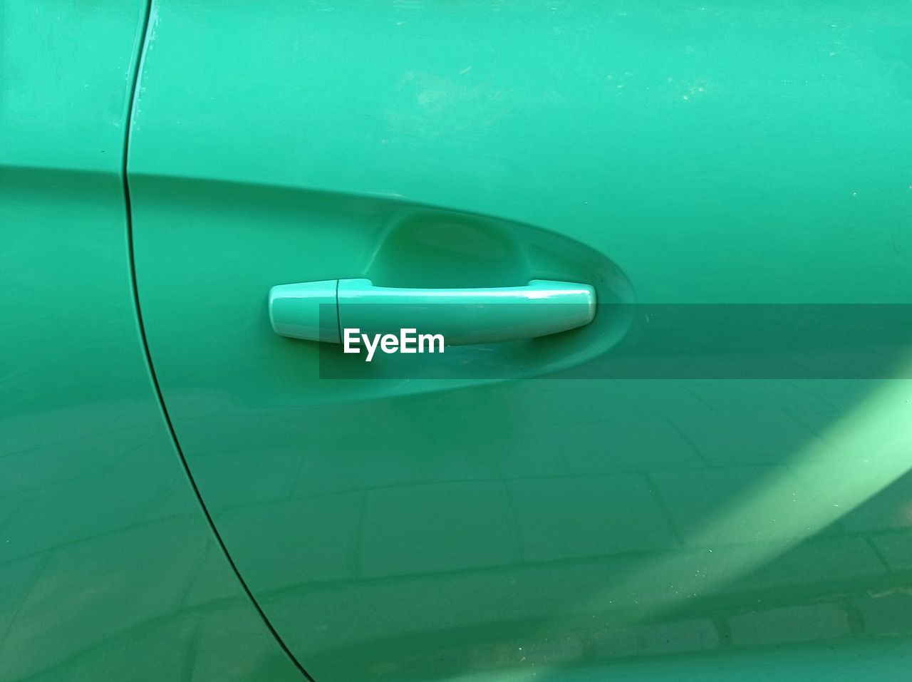 Full frame shot of green car door