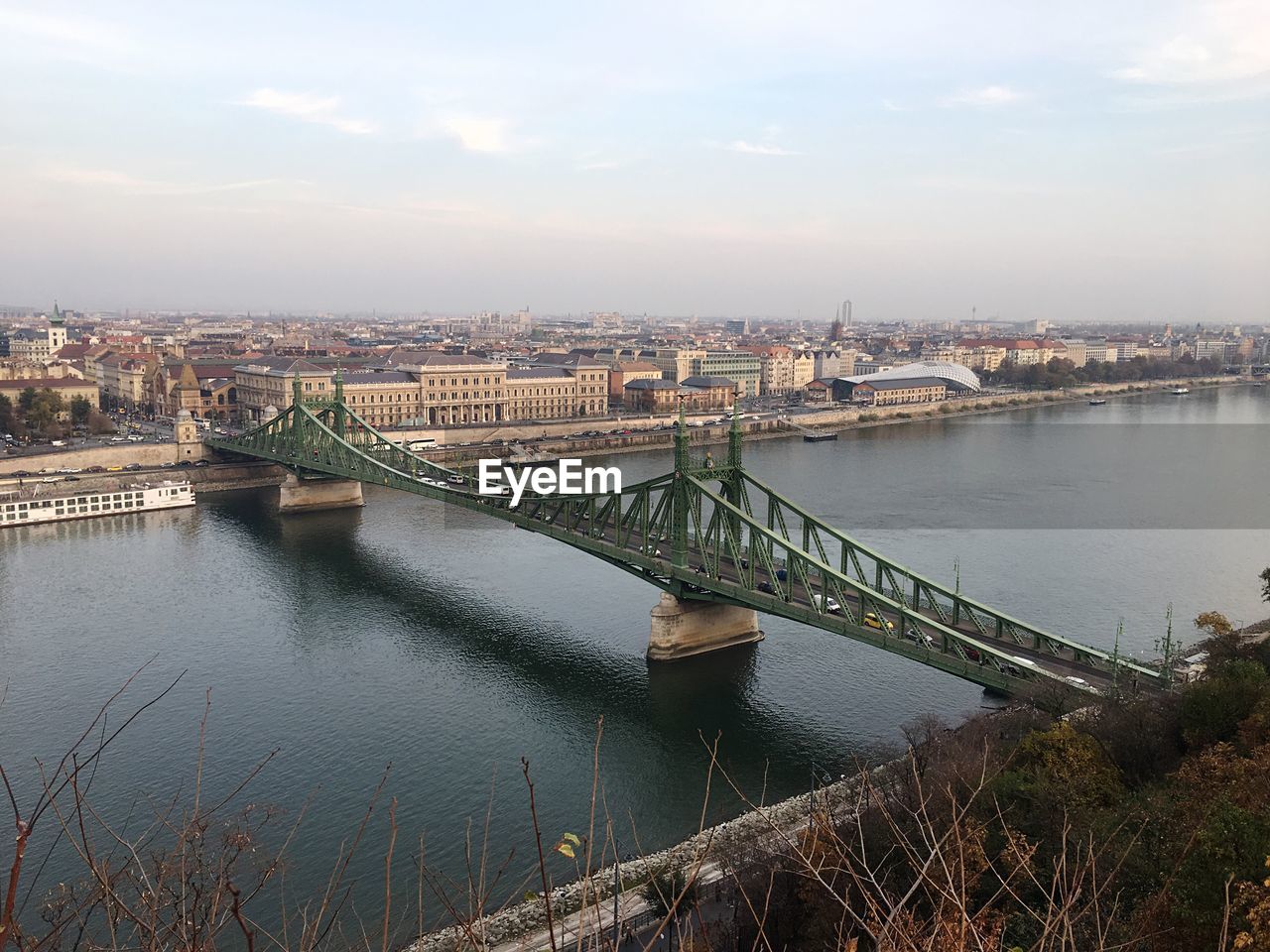 High angle view of bridge over river in city