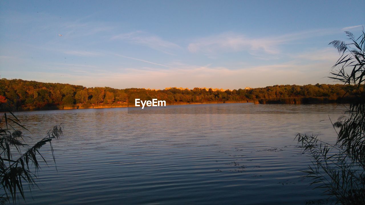 SCENIC VIEW OF LAKE BY TREES AGAINST SKY