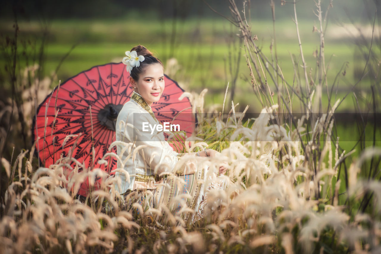 Thai woman in traditional costume of thailand