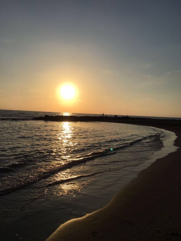 VIEW OF BEACH AGAINST SKY DURING SUNSET