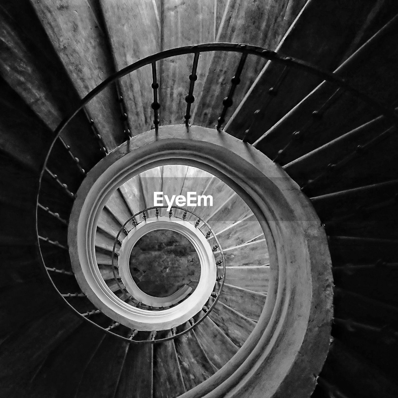 High angle view of spiral staircase