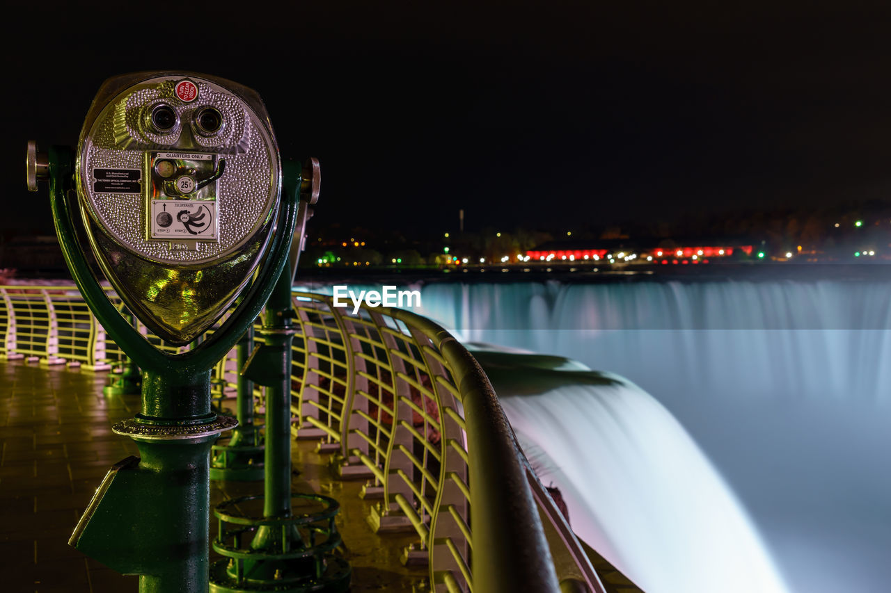 Scenic view of niagara falls at night
