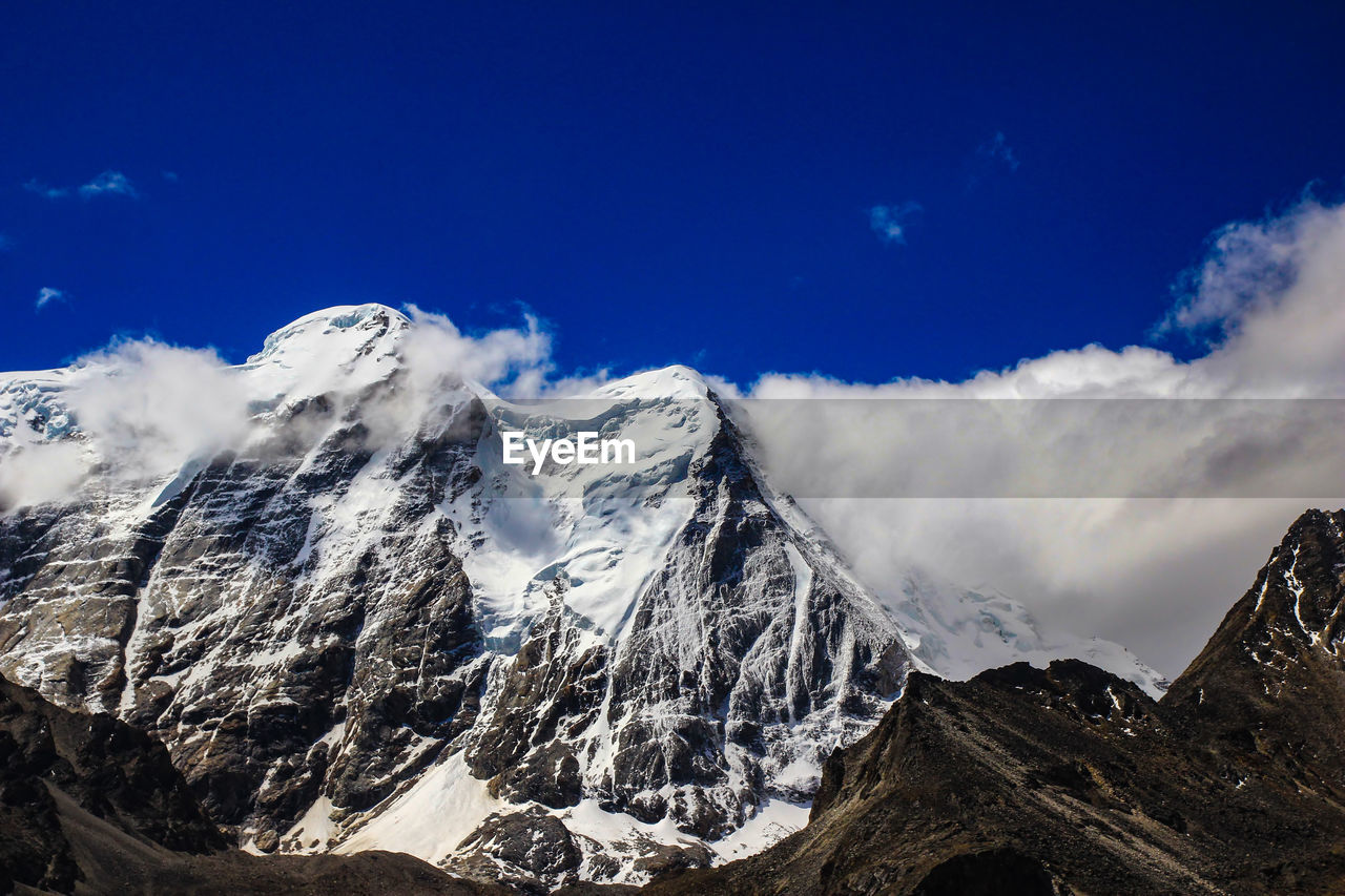 Panoramic view of snowcapped mountains against sky